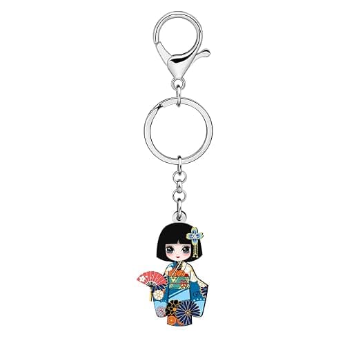 NEWEI Acrylic Anime Japanese Kimono Doll Keychain Car Keys Wallet Backpack Key Rings Accessories Gifts for Women Girls Charms thumbnail 2