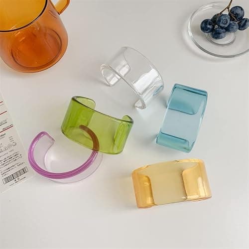 Caiyao Colorful Square Acrylic Resin Bangle Bracelet Wristbands Tortoiseshell Acetate Plate Cuff Bracelet Vintage Wide Irregular Geometric Plastic Bracelet for Women Jewelry thumbnail 3