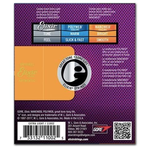 ELIXIR Extra Light Acoustic 80/20 Bronze With Nanoweb Coating (.010 - .047) Item ID: 11002 thumbnail 2