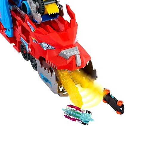 Hot Wheels City Toy Car Track Set, Ultimate Dual Dragon Transporter & 2 Die-Cast Cars, Large-Scale & Detachable Dragon, Stores 20+ Vehicles thumbnail 8
