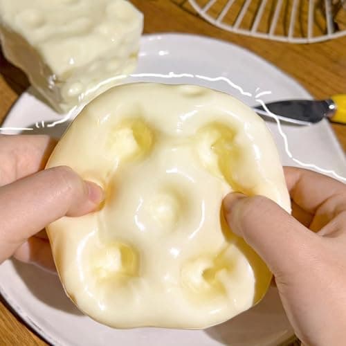 Cheese Squishys Stress Relief Original Sensory Food Squishys Stress Relief Fidget Toy Stress-Balls for Adults Stocking Stuffer Novelty Gifts for Birthday (Pink+Yellow) thumbnail 4