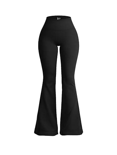 OQQ Women's Flared Pants High Waisted Yoga Leggings Stretchy Bell Buttom Wide Leg - Image 1