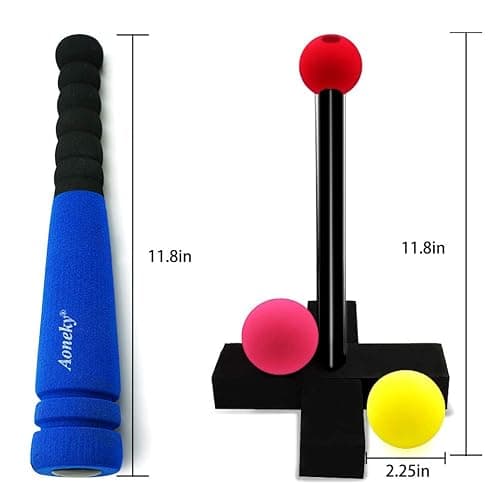 Aoneky Mini Foam Tball Set for Toddlers 1-3 Years, Portable Baseball Toy Set with Foam Bat, 5 Balls, T-Ball Stand & Carry Bag, Safe Soft T-Ball for Boys Girls Indoor Outdoor Play thumbnail 2