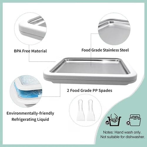 Instant Ice Cream Maker, At-Home Rolled Ice Cream Maker Kit Instant Freeze Plate with 2 Scrapers, DIY Stainless Steel Homemade Iced Tray, Fun Family Activity, Iced Stir Frying Machine(Pink) thumbnail 5