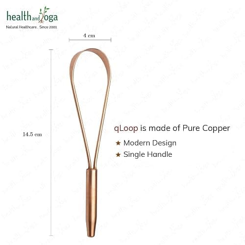 HealthAndYoga™ qLoop Copper Tongue Cleaner - Easy One Hand Use - Larger Surface Coverage - Ayurvedic Copper Health for Fresh Breath and Total Oral Hygiene (Single) thumbnail 7