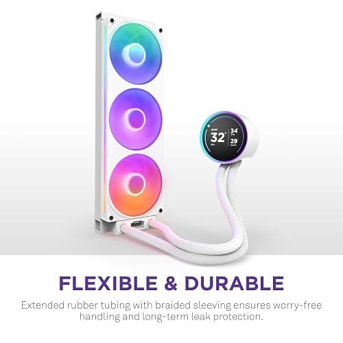 NZXT Kraken Elite 360 RGB 2024 - AIO CPU Liquid Cooler - 360mm Radiator - F360 RGB Core Fan - Customizable 2.72" IPS LCD - NZXT Turbine Pump - AMD® AM5, AM4 - Intel® LGA 1851/1700, 1200/115X - White thumbnail 9