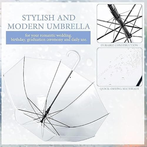 Klare Luftblase Regenschirm Rainproof Canopy Klare Regenschirme für Erwachsene,Perfekt für Hochzeiten Graduierung Foto - J Hook Griff automatisch öffnen thumbnail 6
