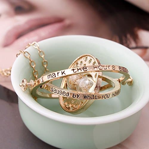 Harry Potter Gold Tone 3D Hourglass Necklace Pendant Time Turner Hermione Pendant Necklace Hermione Granger Rotating Spins Gold Plated Lover's Jewelry thumbnail 6
