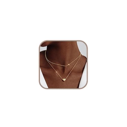 OGD Heart Necklace for Women, 14K Gold Plated Layered Tiny Puffy Heart Pendant Necklace Cute Chunky Heart Choker Necklace Simple Gold Necklace Jewelry for Women Trendy Gift thumbnail 2