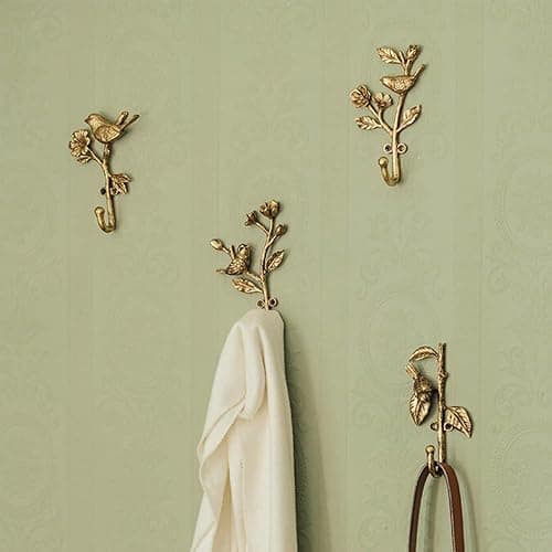 BOOMLATU Vintage Bird on Branch with Flowers Decorative Wall Hooks,Alloy Wall Mounted Coat Hooks for Hanging Coats,Hats,Keys and Purse & Clothes in Hallway, Bathroom (D) thumbnail 5