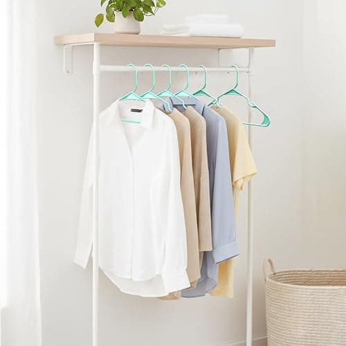 Utopia Home Plastic Hangers 50 Pack, Space Saving Plastic Clothes Hangers for Adults with Built-in Strap Hooks, Essential for Shirts, Pants, Skirts & Coats (Aqua) thumbnail 6