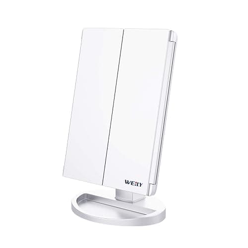 WEILY Vanity Makeup Mirror,1x/2x/3x Tri-Fold Makeup Mirror with 21 LED Lights and Adjustable Touch Screen Lighted Mirror Dressing Mirrors for Women(White) thumbnail 9