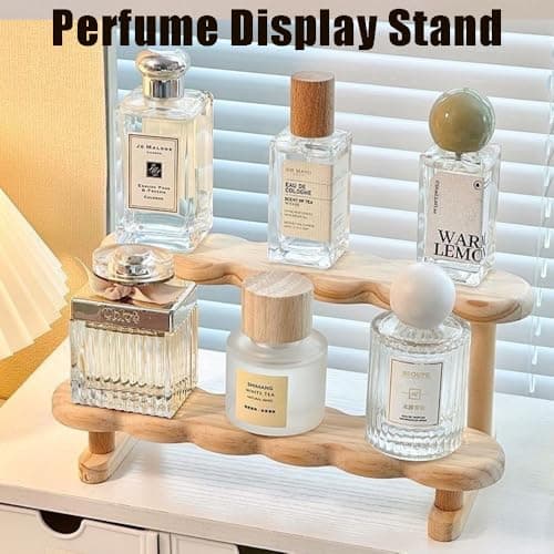 OULIGET Double Deck Wooden Display Riser Stand, Minifigures Doll Model Organizer Stand,Small Plant Perfume Jewelry Storage Rack for Desktop Window Sill Bar thumbnail 5
