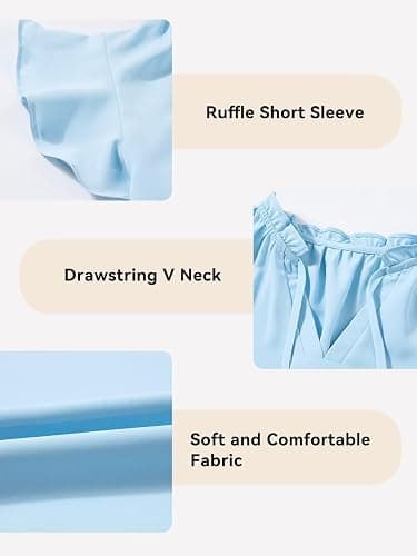 DOKOTOO KIDS Girls Tops Cute Summer Ruffle Short Sleeve T Shirts Casual V Neck Chiffon Blouses 6-15 Years thumbnail 4