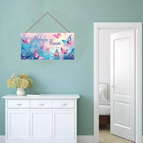 Personalized Sign Butterfly Decor For Girls Room, Fantasy Themed Kids Bedroom Decor, Dreamy Painting Room Décor for Little Man Cave, Wall Decorations For Girls Room Nursery Baby Playroom thumbnail 6