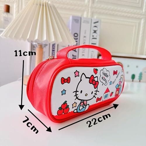 JUTOROSY Cute Red Pencil Case for Girls, Large Capacity Kawaii Pencil Pouch | Water-Resistant Organizer With Smooth Zipper, Portable Handle & Roomy Storage for School Supplies, Makeup & Travel thumbnail 3