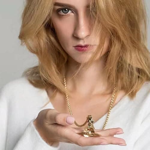 ZHAOZHAO Colorful Saturn Necklace for Women - Sky Star Saturn Planet Pendant with Crystals(Rose Gold) thumbnail 5