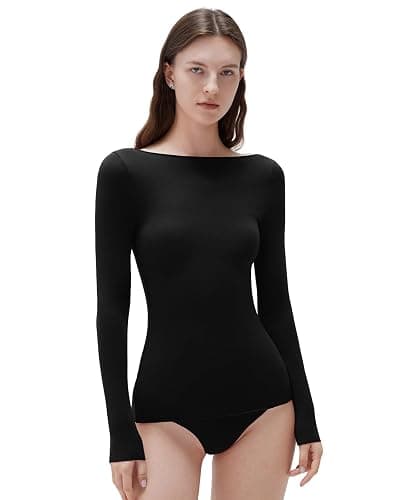 SUUKSESS Cloud Cashmere Women Boat Neck Fitted Long Sleeve Shirt Basic Knit Tops thumbnail 7