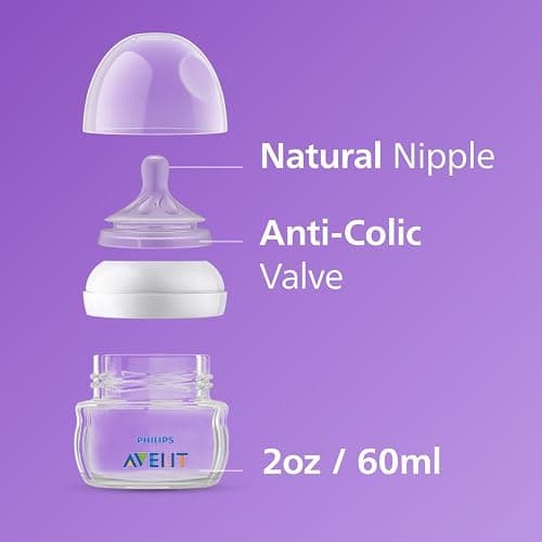 Philips Avent Natural Baby Bottles, with First Flow Nipple, 2OZ/60ML, 2 Pack, SCF019/25 thumbnail 6