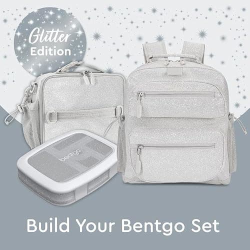Bentgo Kids 5-Compartment Lunch Box - Glitter Design for School, Ideal for Ages 3-7, Leak-Proof, Drop-Proof, Dishwasher Safe, & Made with PFAS & BPA-Free Materials (Glitter Edition - Silver) thumbnail 7