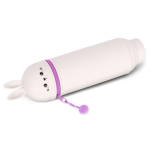 Legami - Estuche escolar Kawaii 2 en 1 de silicona blanda, tema Bunny, portabolígrafos de mesa, cremallera, lápices de colores rotuladores, H 18,5 cm thumbnail 4