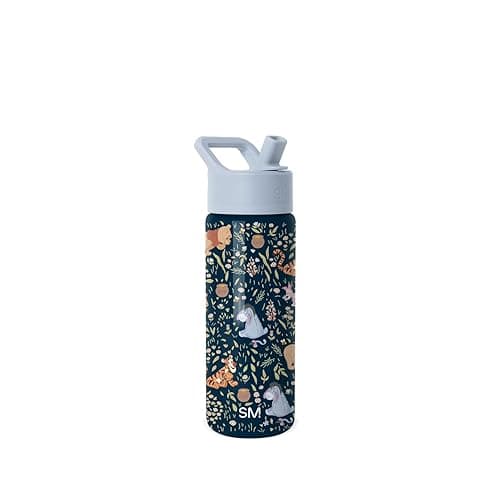 Simple Modern Kids Summit Water Bottle with Straw Lid | Disney Winnie the Pooh 18oz Stainless Steel Cup Insulated Tumbler for Girls, School | Winnie the Pooh Floral - Disney-Winnie the Pooh Floral - 18 Ounces