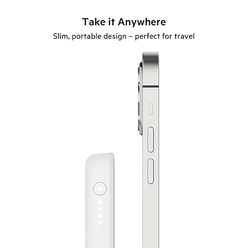 Belkin Portable Charger, MagSafe Charger Wireless Power Bank - 7.5W Wireless Charger - Portable Magnetic Battery Pack - iPhone 16, 15, 14, 13, Plus, Pro, Max, AirPods, Google Pixel 10, etc. - White thumbnail 8