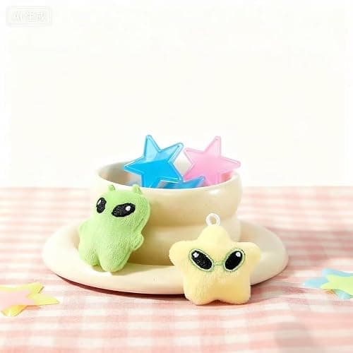 PUCAPOCO Cute Plush Alien Bag Charms Kawaii Cartoon Star Alien Keychain | Purse Charms for Handbags Backpack Women Girls Halloween Christmas Gift thumbnail 2