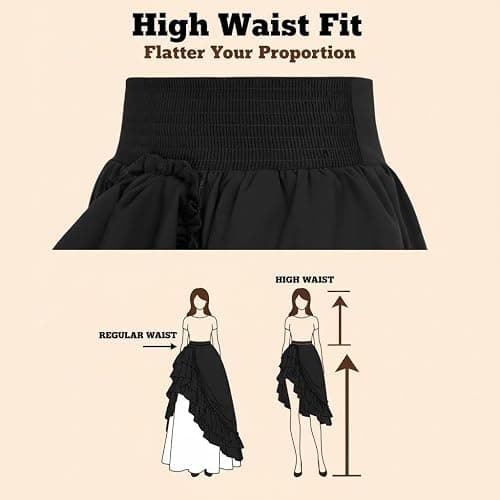 Womens Casual-Elastic-Ruffled Renaissance-Skirt - High Waist Double-Layer Lace Ruffle Renaissance Maxi Skirts thumbnail 6