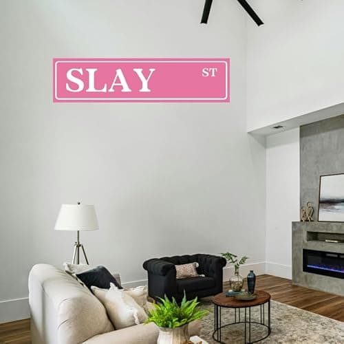 Slay St Tin Sign Preppy Room Decor Funny Pink Poster Street Sign Pink Room Decor For Teen Girls Aesthetic Coquette Street Signs For Bedroom Y2k Wall Art Cool Girl Aesthetic Stuff 4x16 Inch thumbnail 2