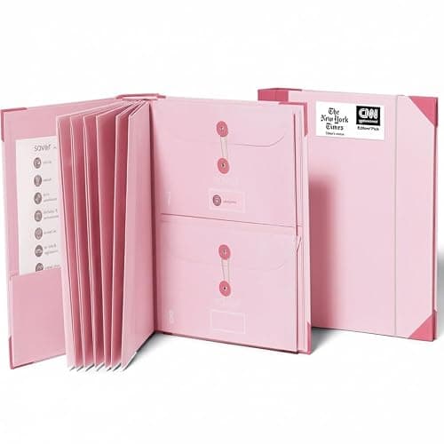 The Folio® Important Document Organizer by Savor | Binder with Guided Labels, Acid-Free File Folder Organizer with 10 Pockets, Document Holder for Home Records, Legal and Medical Papers (Pink) - Image 1
