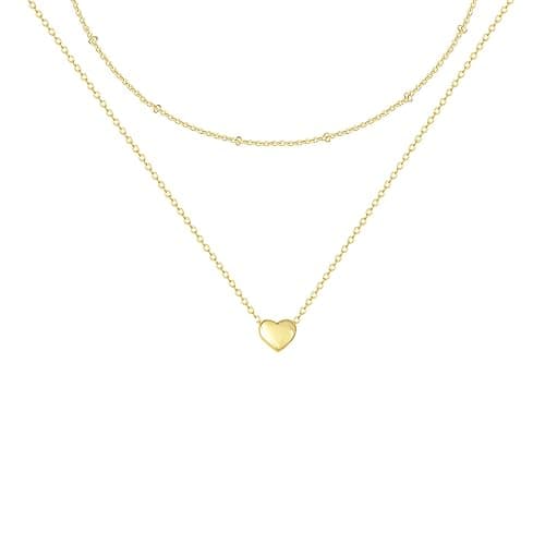 OGD Heart Necklace for Women, 14K Gold Plated Layered Tiny Puffy Heart Pendant Necklace Cute Chunky Heart Choker Necklace Simple Gold Necklace Jewelry for Women Trendy Gift - Image 1
