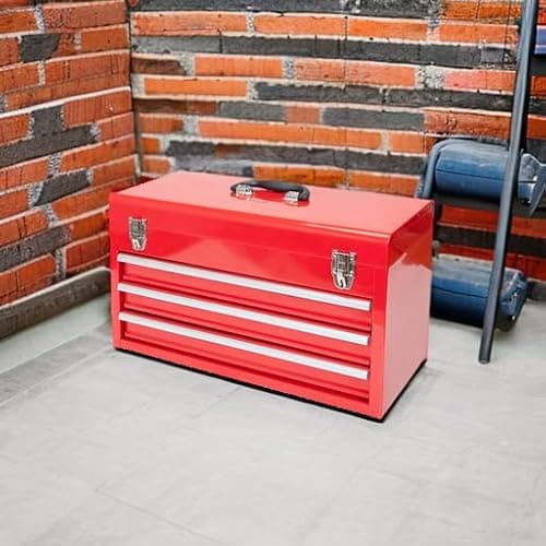 BIG RED ANTBD133-XB Torin 20" Portable 3 Drawer Steel Tool Box with Metal Latch Closure, Red - Red thumbnail 2