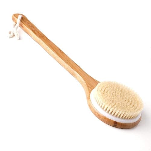 Ithyes Body Brush Dry Brushing Back Scrubber Shower Bath Brush Bamboo Long Handle Natural Bristles exfoliating Massage Improve Blood Circulation Cellulite (Not the small one with the handle) - Image 1