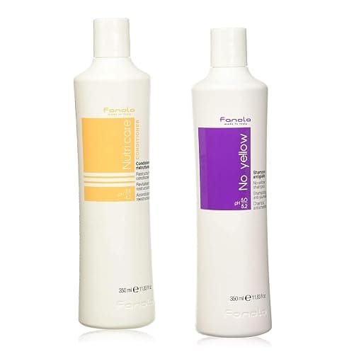 Fanola No Yellow Shampoo & Nutri Care Restructuring Deep Conditioner 11.8 oz / 2pk - Anti Brass Depositing Purple Shampoo Toner for Blonde & Damaged Hair - Image 1