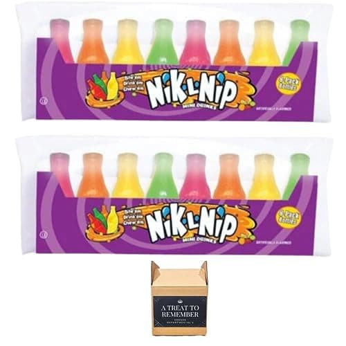 Wax candy Nik L Nips Mini Drinks Wax Bottles 8-Pack - Artificially Flavoured Cherry Cerise, Lemon Citron, Orange, Lime - (Pack of 2) thumbnail 8