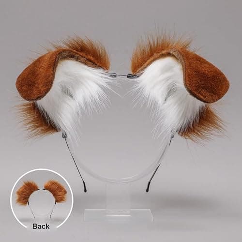 Dog Ears Headband and Tail Set Faux Fur Animal Cosplay Party Costume Accessories thumbnail 5