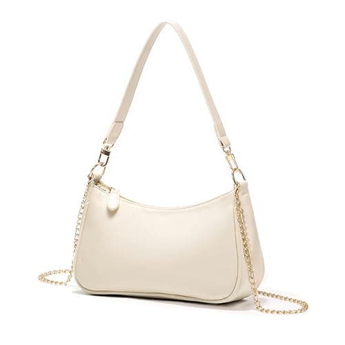 VODIU Shoulder Bag for Women, Clutch Tote Handbags Small Purse Hobo Bag | Cute White Purse with 2 Removable Straps and Zipper Closure; Use as an Underarm, Crossbody, Clutch, or Tote Bag thumbnail 6