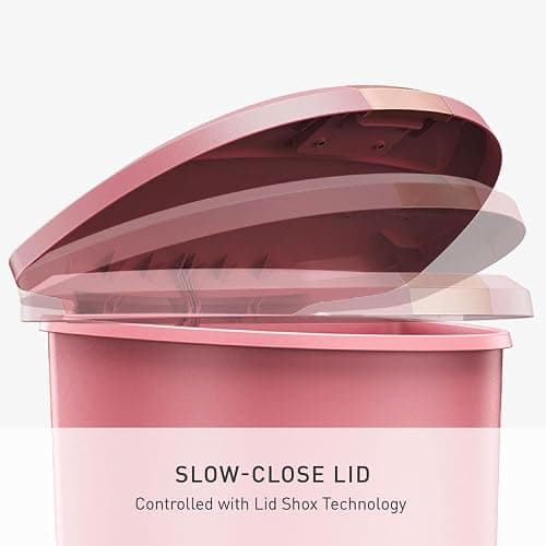 simplehuman Semi-Round Step Can, 50L / 13 Gallon Kitchen Trash Can, Studio Edition, Pet-Proof Slide Lock, 150,000-Step Pedal, Lid Shox® Silent Close, Blush Plastic thumbnail 4