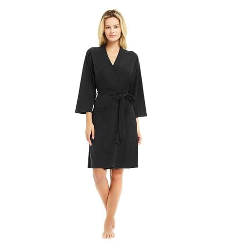 U2SKIIN Womens Robes, 100% Cotton Lightweight Robes 3/4 Sleeves Kimono Knit Soft Loungewear Short Bathrobe - Image 1