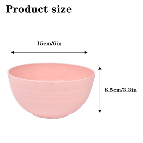Lnrkai 5 PCS Pink Cereal Bowls, 24 OZ Unbreakable Wheat Straw Bowls, Injection Molded Polypropylene (PP), Modern Style, Round, 5.9 x 3.1 Inches, Dishwasher & Microwave Safe thumbnail 3
