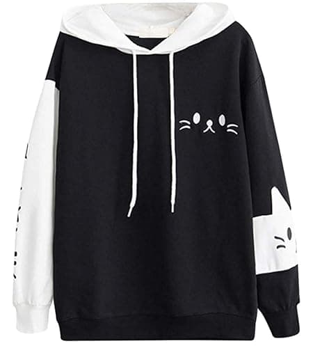 CRB Fashion Womens Kawaii Teens For Teenagers Cartoon Cotton Fleece Hoodie Top Shirt Sweatshirt - Image 1