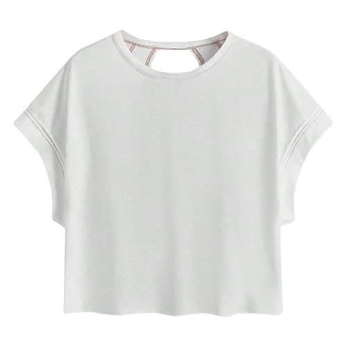 Open Back Tops for Women Backless Workout Short Sleeve Shirts Gym Yoga Athletic Tshirt 2025 Slouchy Crop Running Tees thumbnail 6