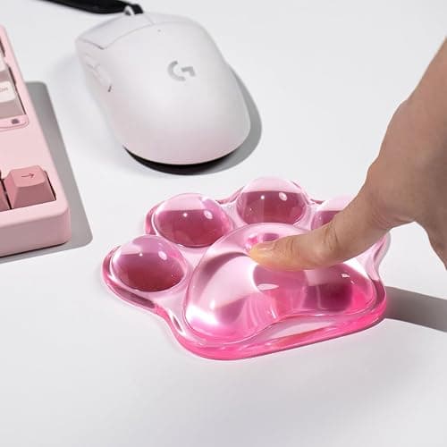 Cat Paw Mouse Wrist Rest, Pink Gel Clear Mouse Wrist Support Pad, Cute Ergonomic Wrist Cushion for Mouse, Soft Transparent Wrist Pain Relief for Office Home Desk Computer Mouse(Pink) thumbnail 4