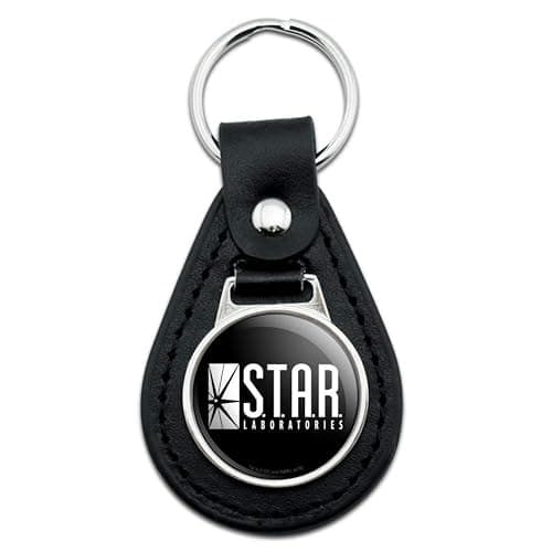 GRAPHICS & MORE Black Leather The Flash TV Series STAR Labs Logo Keychain - Image 1