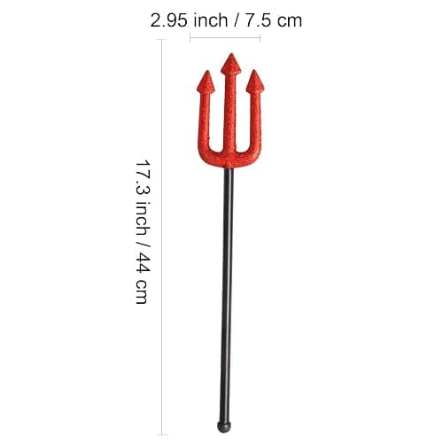 Small Devil Pitchfork, Halloween Costume Accessories, Glitter Red Trident | Party Prop for Kids and Adults, 17.3 Inch Plastic Demon Fork, Detachable Toy thumbnail 3