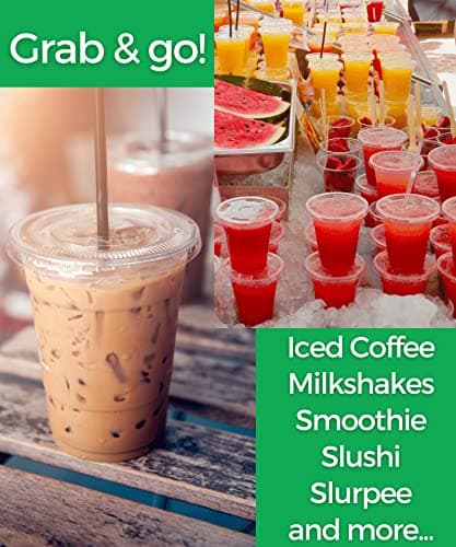 16 oz Clear Plastic Cups with Lids and Straws, Disposable Coffee Cups 25 Sets thumbnail 4