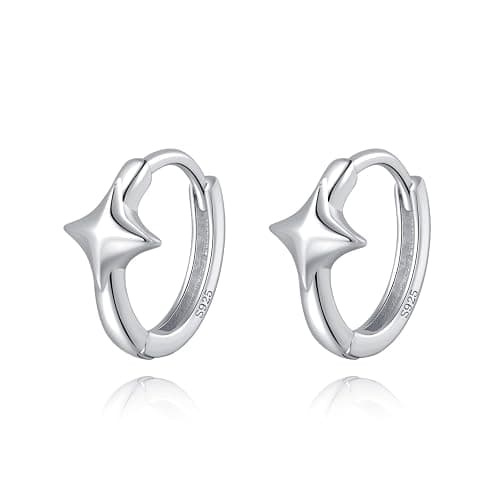 Reffeer 925 Sterling Silver Star Huggie Earrings for Women Teens Star Hoop Earrings Hypoallergenic - Image 1