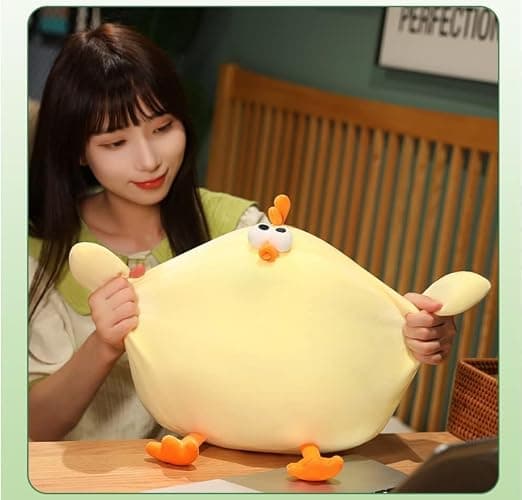 Maomoto Funny Fat Chicken Plush Pillow, Super Soft Mother Hen Doll, Cute Chicken Neck Pillow, Yellow Plush Stuffed Animal for Boys & Girls Festival Gifts thumbnail 2