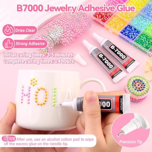 34000Pcs Resin Rhinestones for Bedazzling Kit, Mixed-Color 3mm Bedazzled Crystal with 3Pcs 10ml B7000 Jewelry Glue, Flatback Gems for DIY Crafts Clothing Nail Art Makeup thumbnail 4
